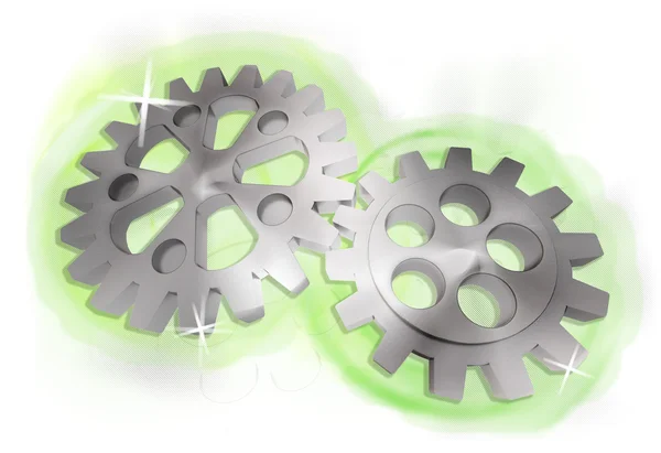 Gears driven by green energy — Stock Photo, Image