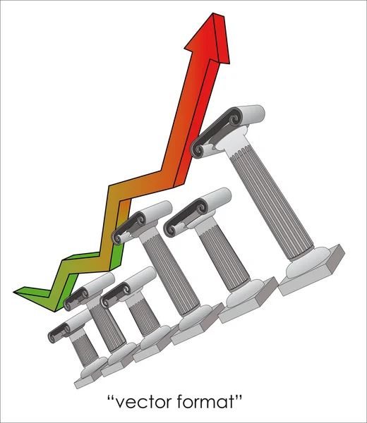 stock vector Six Greek Ionic column Of Economy Growing Up