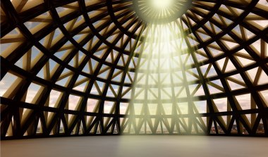 Beam of gods holy light in abstract architectural moder dome clipart