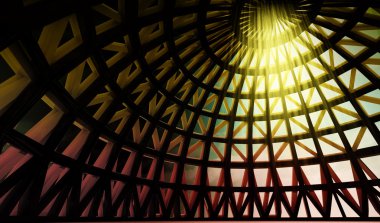 Straight beam of holy light in abstract architectural modern dome clipart