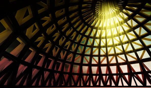 Straight beam of holy light in abstract architectural modern dome — Stock Photo, Image