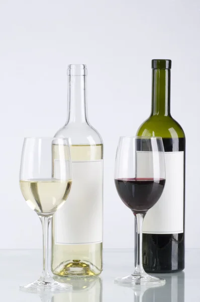 Red and white wine, with glasses