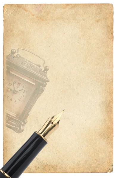 Kağıt altın kalem — Stok fotoğraf