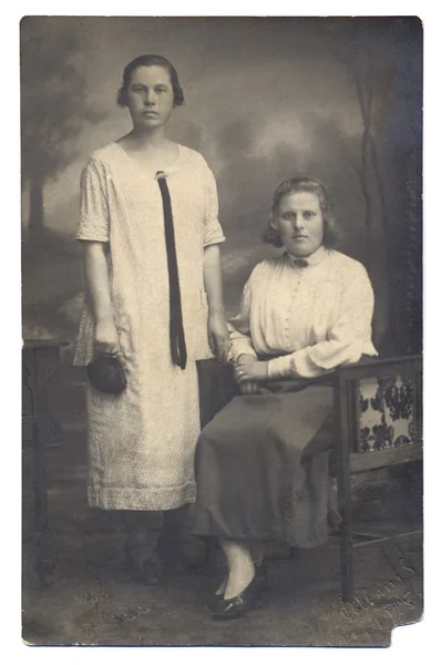 Two sisters postcard — Stock Photo, Image