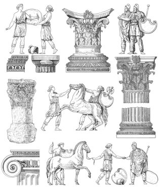 Old greek set illustration clipart