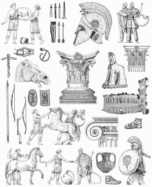 Old greek set illustration clipart