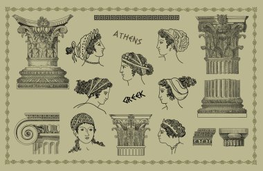 Old greek set illustration clipart