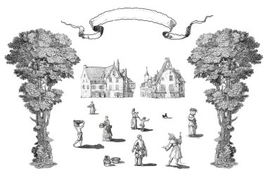 Old town illustration clipart