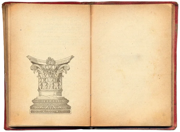 Vecchio libro con colonna romana — Foto Stock