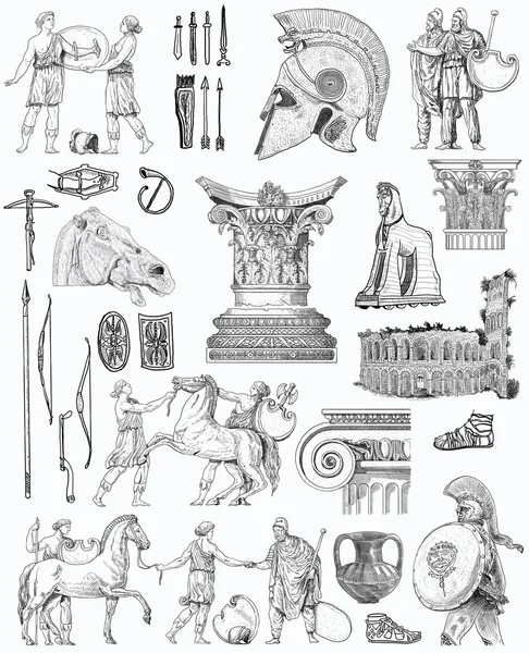 Altes griechisches Set Illustration — Stockfoto