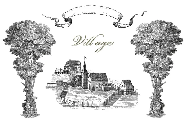 Illustrazione villaggio — Foto Stock