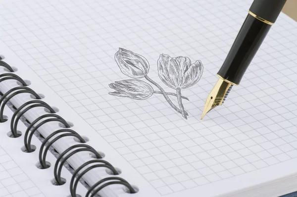 Тюльпани з золотим ручкою — стокове фото