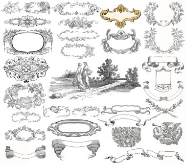 Old cartouch set illustration clipart