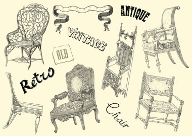 Vintage chairs illustration clipart