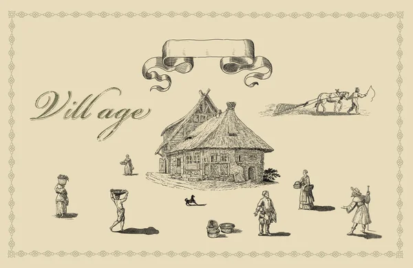 Ilustração aldeia — Fotografia de Stock