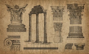 Old greek column illustration clipart