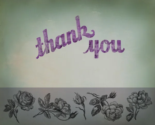 Çiçekler arka plan üzerinde yazıt teşekkürler — Stok fotoğraf