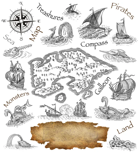 Mapa pirata — Foto de Stock