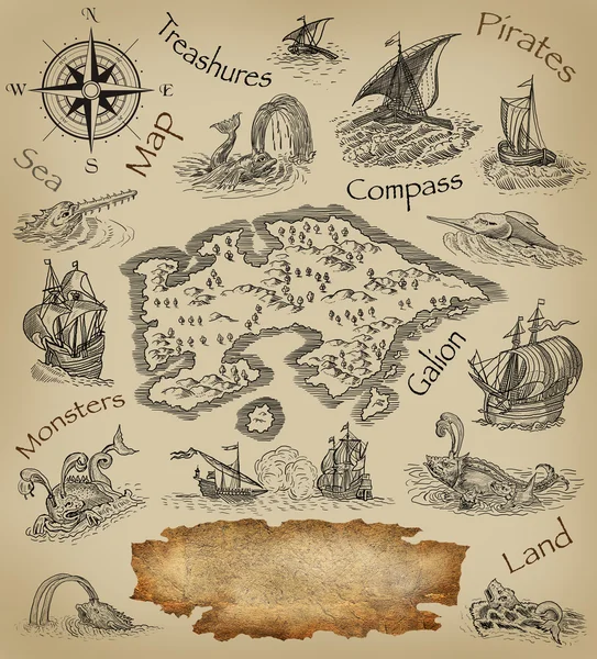 Mapa pirata — Foto de Stock
