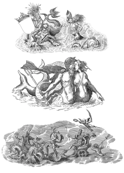 Stary ilustracja potwory — Zdjęcie stockowe
