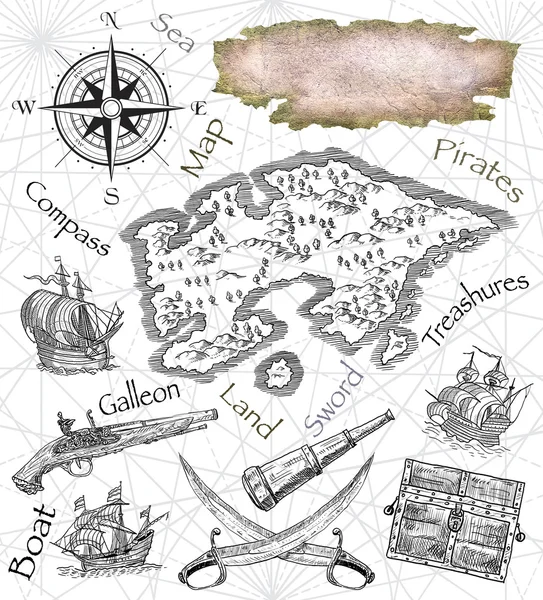 Piratenlandkarte — Stockfoto