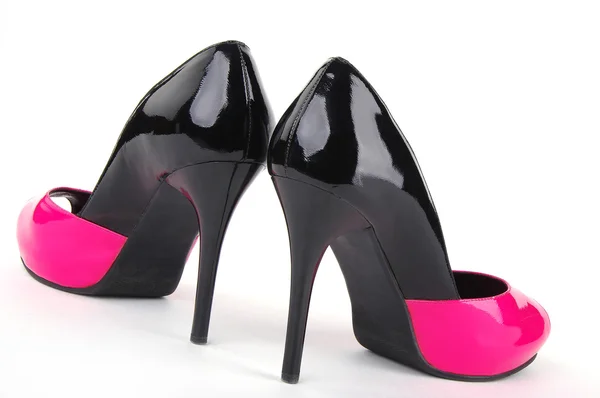 Zapato tacón alto rosa negro — Foto de Stock