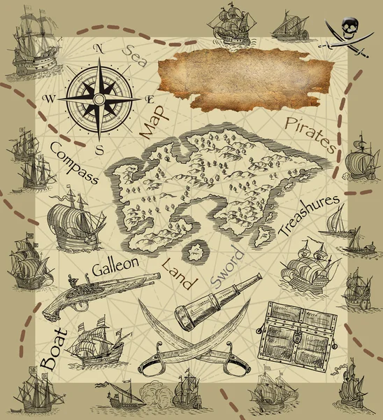 Eski korsan haritası — Stok fotoğraf