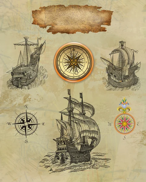 Stare mapy piratów — Zdjęcie stockowe