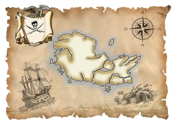 Mapa pirata antiguo — Foto de Stock