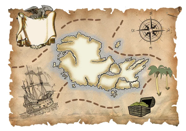 stock image Old pirate map