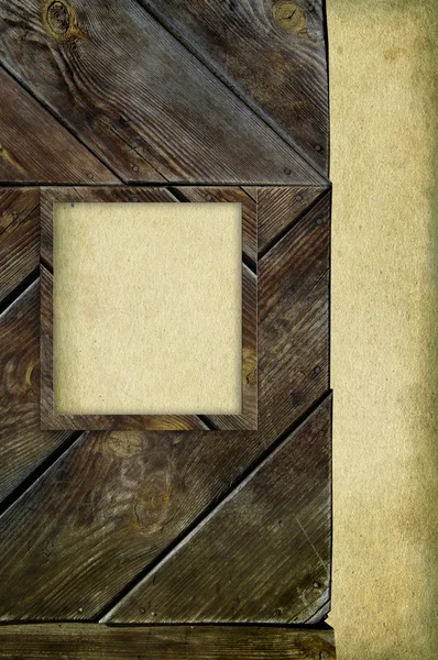 纸张背景上的木制框架 — 图库照片