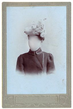 Retro photo of woman.Face cloned out. You can use the frame or add your own face. clipart