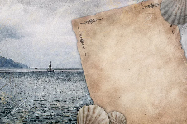 Stary papier z widokiem na morze — Zdjęcie stockowe
