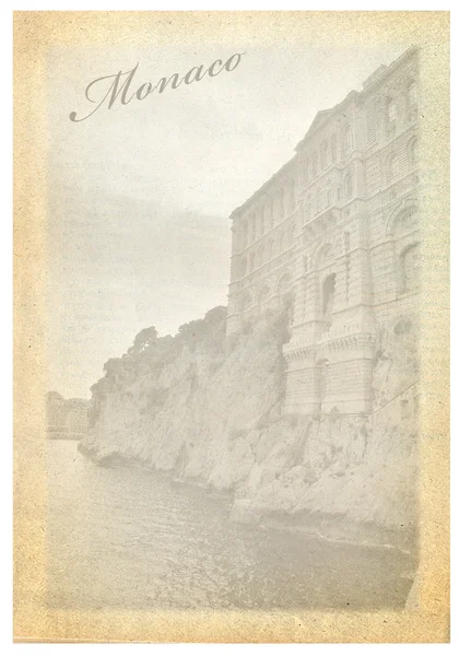 Cartão postal antigo com vista Mônaco — Fotografia de Stock