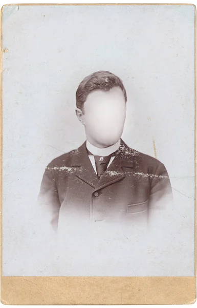 Retro photo of man.Face cloned out. Вы можете использовать рамку или добавить свое собственное лицо . — стоковое фото