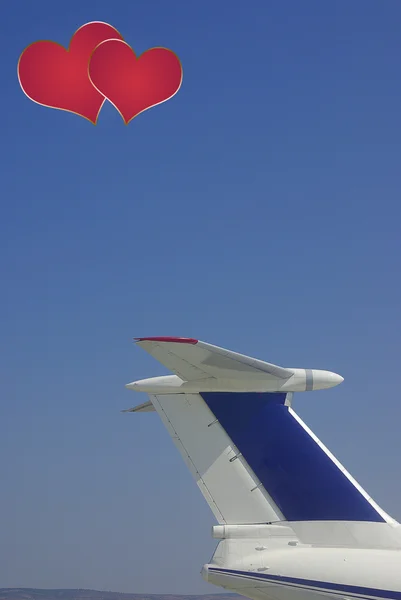 Flygplan med hjärtan — Stockfoto