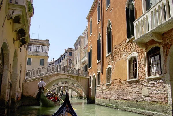 stock image Gondolas on canal in Venice, Italy