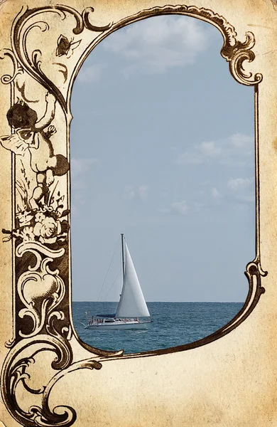 Frame paper background with sea view — Stock Photo, Image