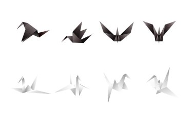 Paper birds in different angles clipart