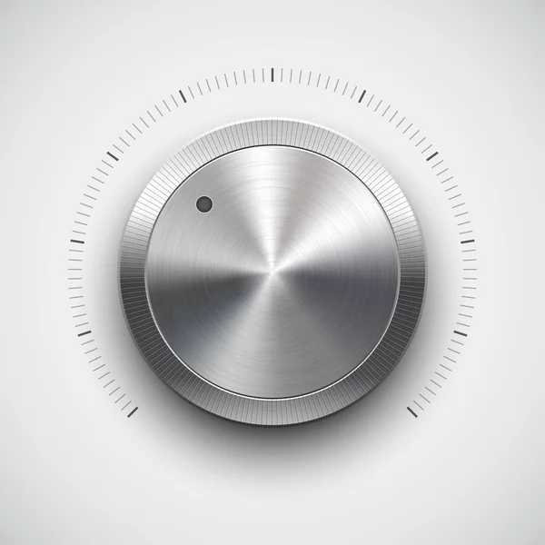 Bouton de volume (bouton de musique) avec texture métallique (chrome ) — Image vectorielle