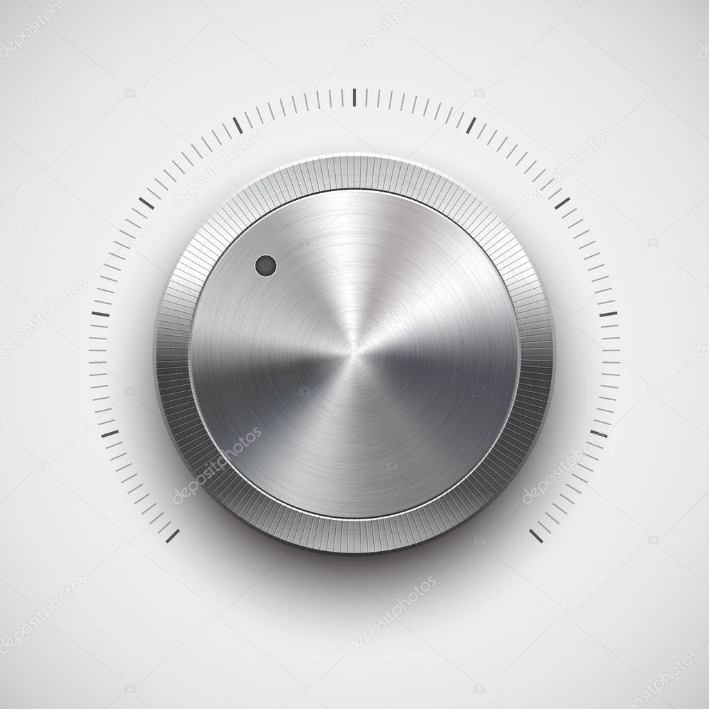 Volume button (music knob) with metal texture (chrome)