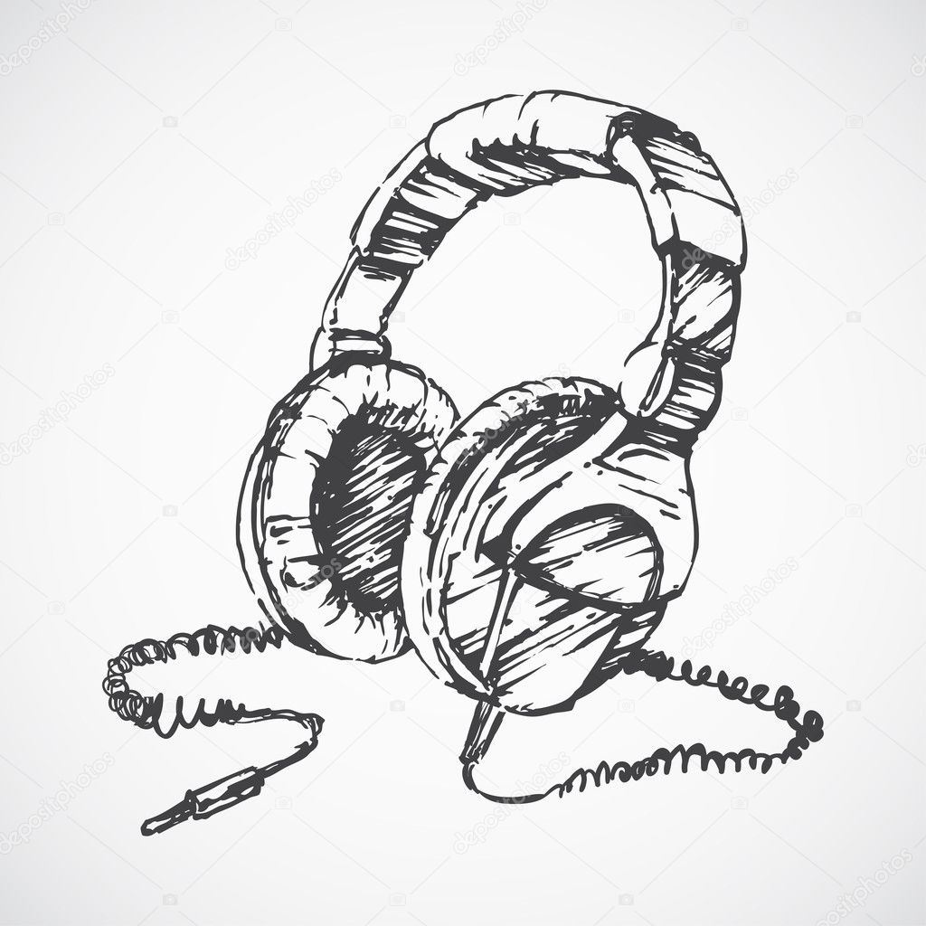 Sketched vintage headphones