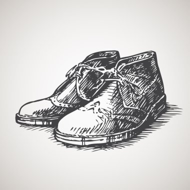 Sketched vintage desert boots (chukka, brogue) clipart