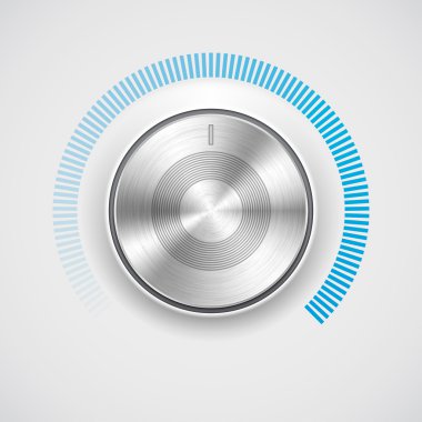 Volume button (music knob) with metal texture (chrome) and scale clipart