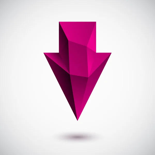 3d magenta down arrow with light background — Stock Vector