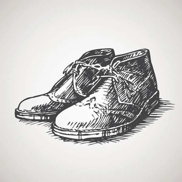 Sketched vintage desert boots (chukka, brogue) — Stock Vector