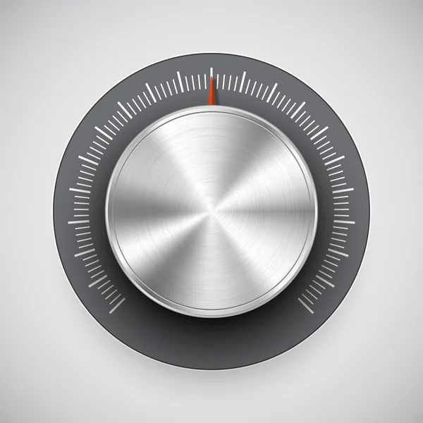 Bouton de volume (bouton de musique) avec texture métallique (chrome ) — Image vectorielle