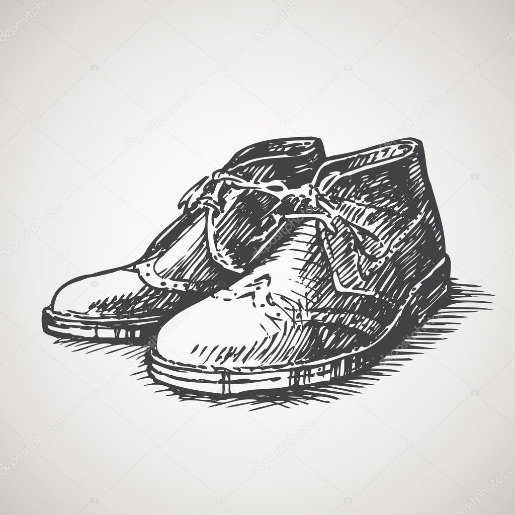 Sketched vintage desert boots (chukka, brogue)