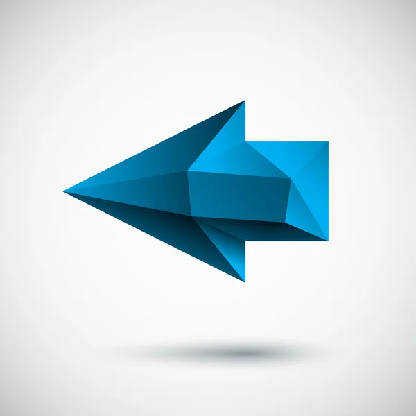 3d cyan (bleu) flèche gauche avec ombre et arrière-plan clair — Image vectorielle