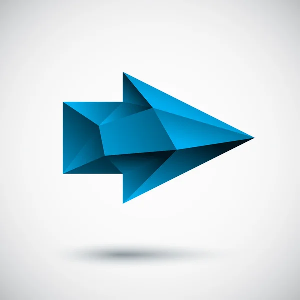 3d cyan (bleu) flèche droite avec ombre et arrière-plan clair — Image vectorielle